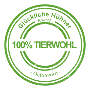 Stempel mit Aufschrift 100% Tierwohl